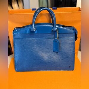 Louis Vuitton Blue Epi Riviera Satchel Bag